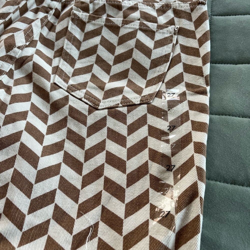PacSun Brown and White Patterned Straight Leg Jeans - Picture 10 of 14